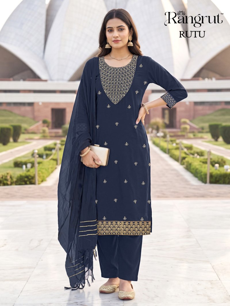 Rutu By Rangrut Malai Crep Sequence Embroidery Salwar Kameez